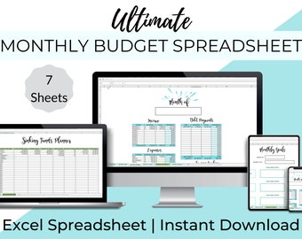 Monthly Budget Spreadsheet Excel - Monthly Budget Dashboard - Excel Budget Worksheet - Monthly Finance Dashboard