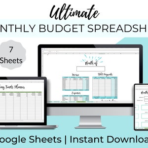 Google Sheets Monthly Budget - Family Budget Spreadsheet - Google Sheets Budget Template - Personal Finance Dashboard