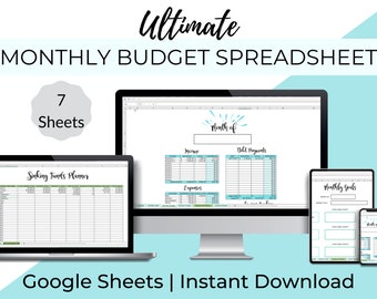 Google Sheets Monthly Budget - Family Budget Spreadsheet - Google Sheets Budget Template - Personal Finance Dashboard