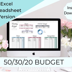 50 30 20 Budget - Excel Budget Template - Digital Budget Planner - Instant Downloand