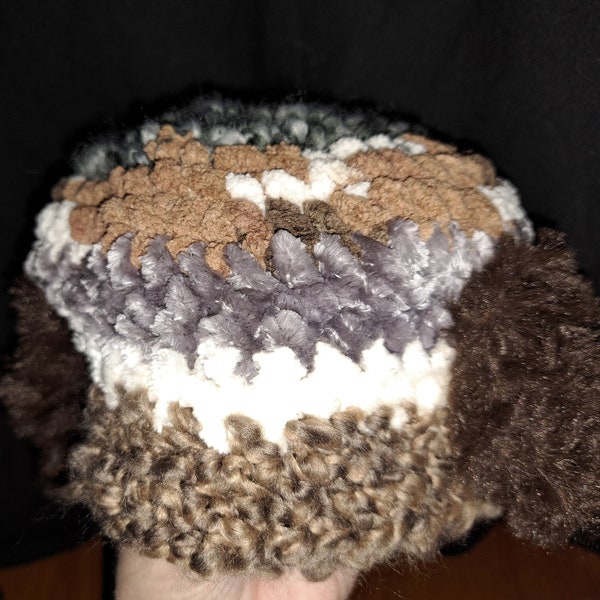 Puppy Ears Cap for Babies - 15" Inner Circumference (doll only for scale)