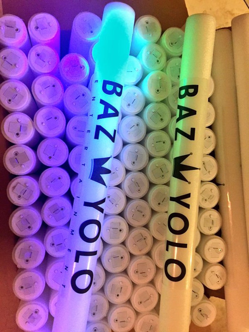 100 Pack LED Custom Foam Sticks Wedding, Birthday Party,
