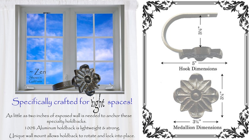 For curtains,drapes,window treatments. ONE Holdback,Limited space drapery holdback Zen~Newest Design