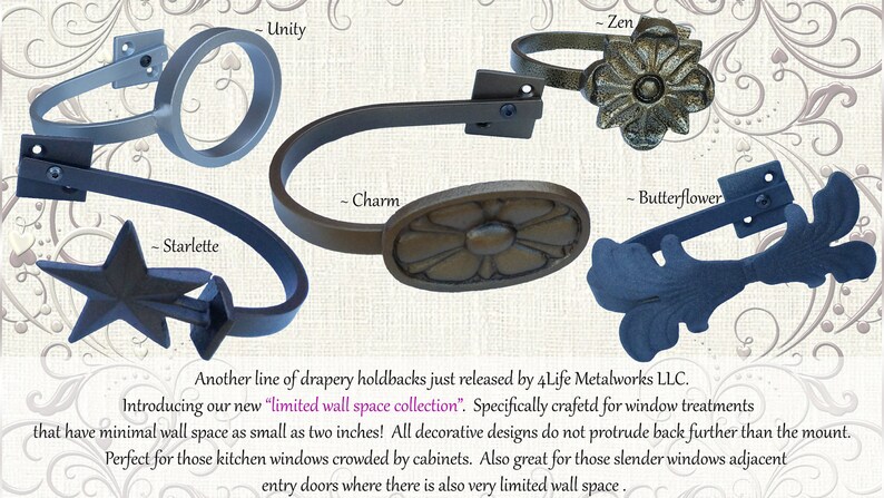 For curtains,drapes,window treatments. ONE Holdback,Limited space drapery holdback Zen~Newest Design