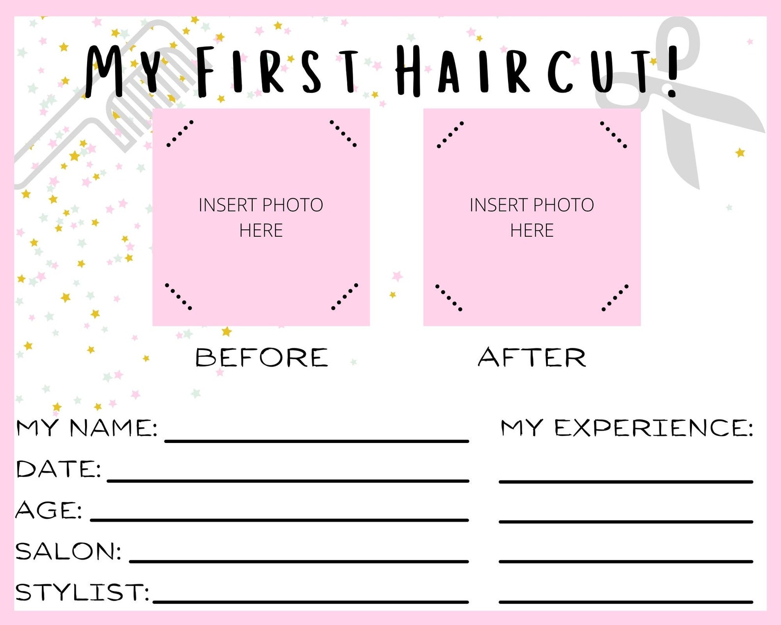 Instant Printable - My First Haircut Certificate for Child or Baby's ...