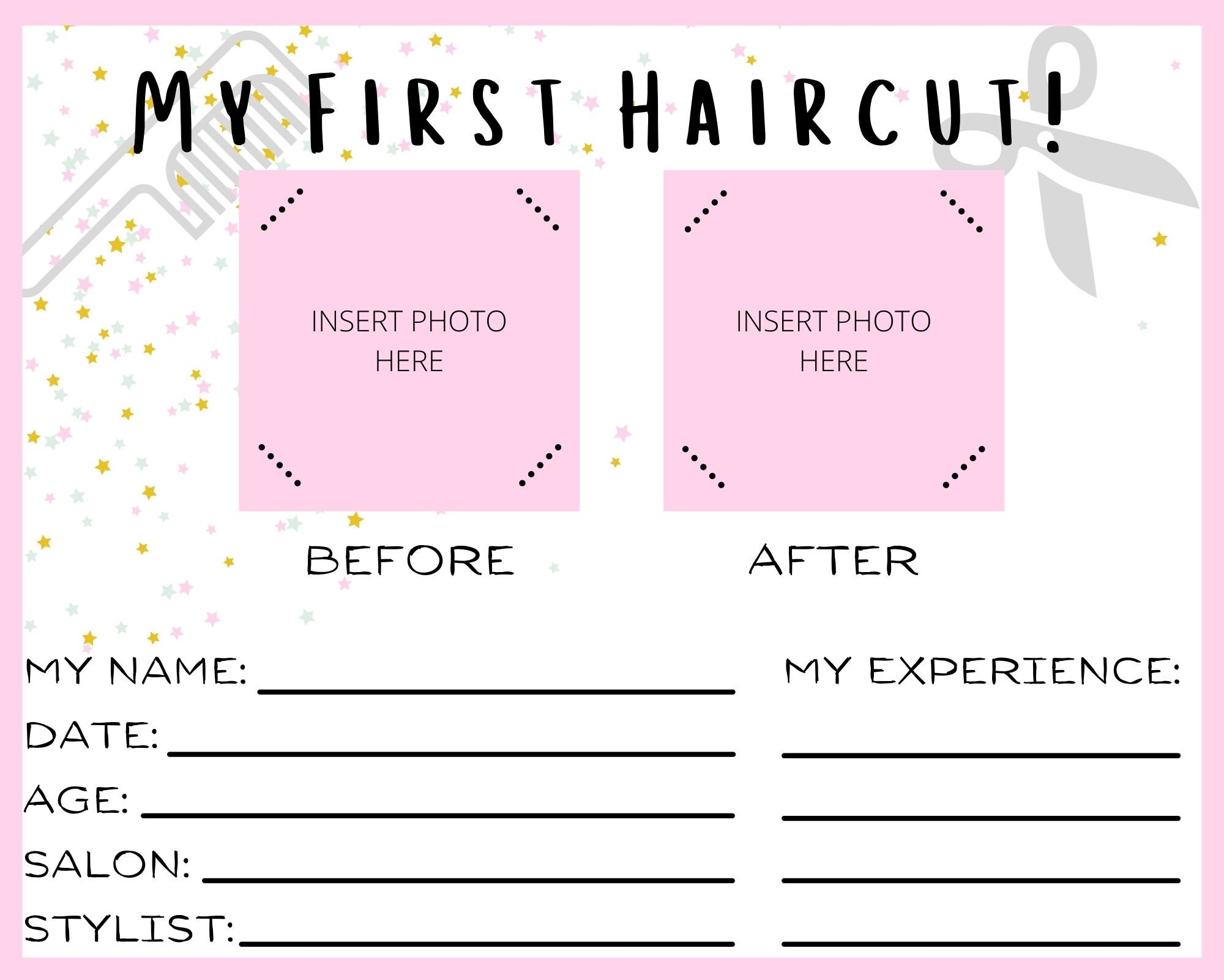 Instant Printable My First Haircut Certificate for Child or | Etsy