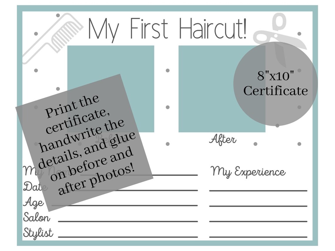Instant Printable - My First Haircut Certificate for Child or Baby's ...
