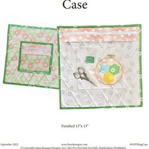 Works In Progress Filing Case Sewing Pattern 13 Inch Fits Embroidery Hoops Beginner Pattern Linen Bouquet .pdf instant download Patchwork image 2