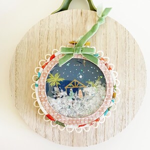 Snow Hoop Ornament Pattern 4.5 Christmas Sewing Project Globe Linen Bouquet Handmade Craft Easy Gift Ribbon Tree Holiday Kids Quick Fast image 7