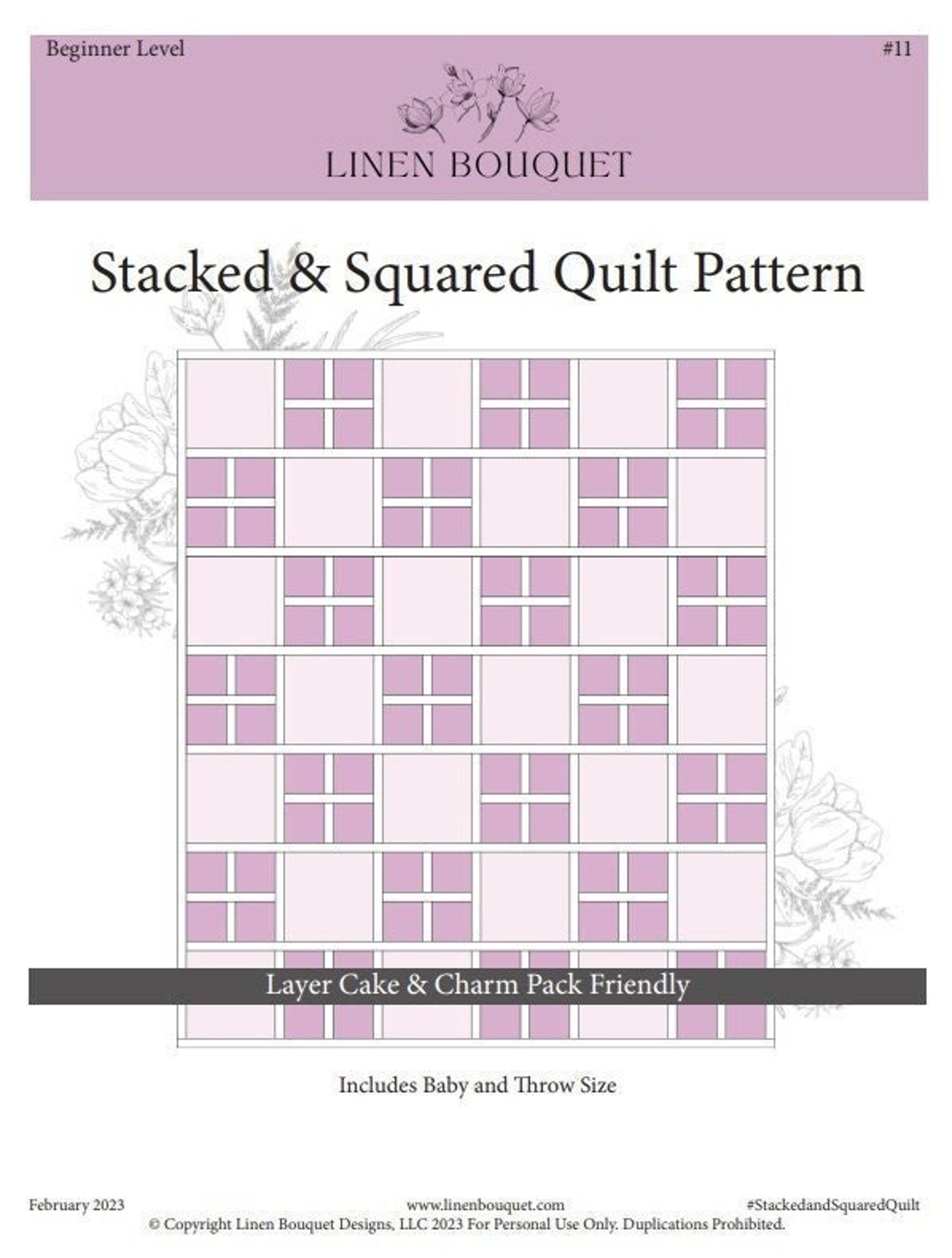 Stacked and Squared Quilt Pattern Traditional Fabric Piecing Baby ...