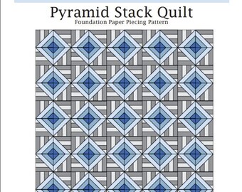 Pyramid Stack Quilt Pattern Foundation Paper Piecing FPP Baby & Throw Size Bonus Mini Block Included Linen Bouquet Beginner Level Square PDF