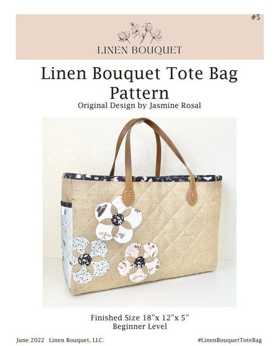 Linen Bouquet Tote Bag Pattern 18x12x5 Etsy