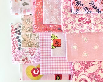 Pink Scrap Pack 1 lb Mixed Cotton Fabric Patterns Small Cuts Riley Blake AGF Poppie Moda & More Mix