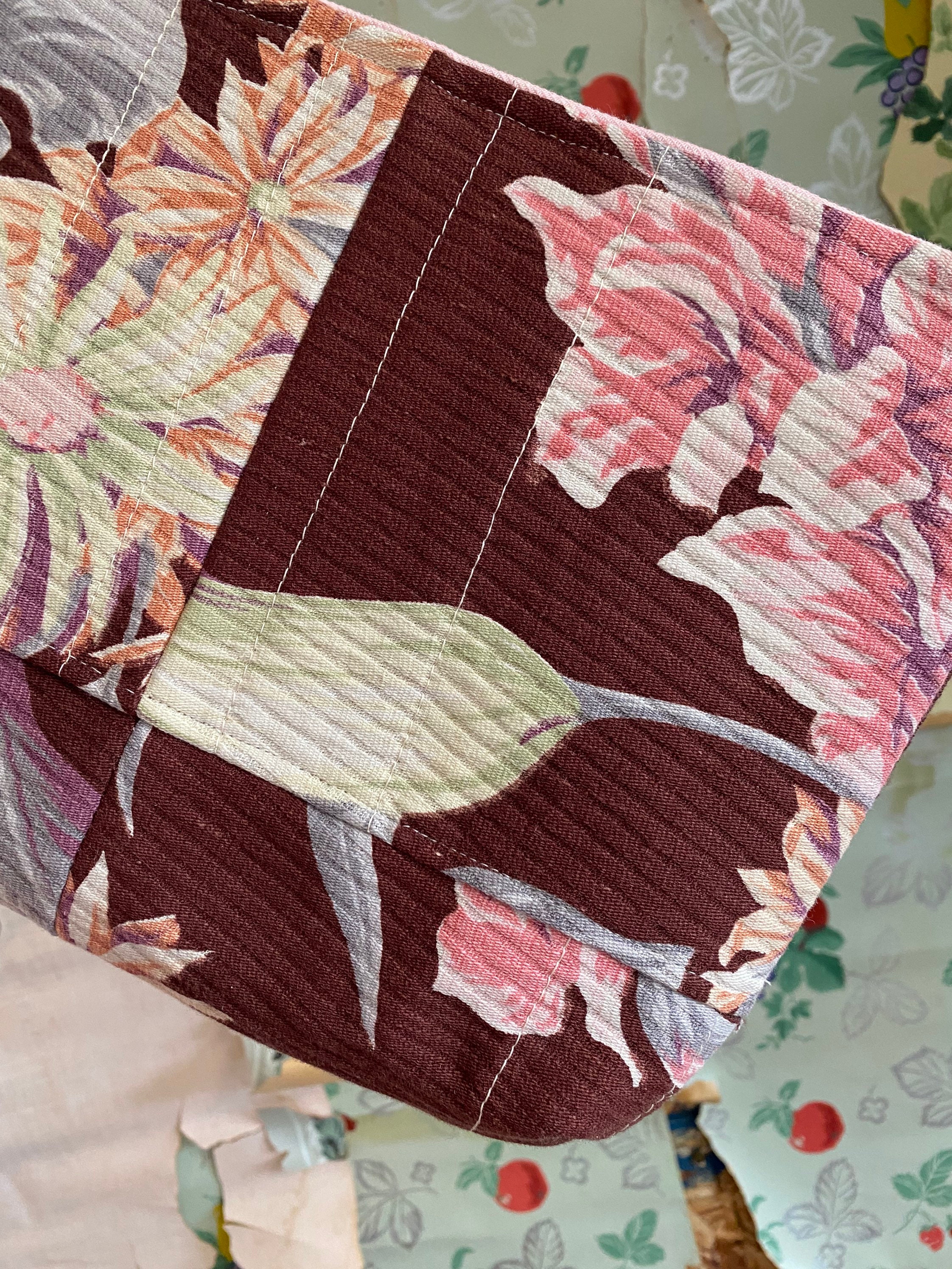 ChubbyDustBunny Barkcloth Recycled Brown Floral Make-Up ...
