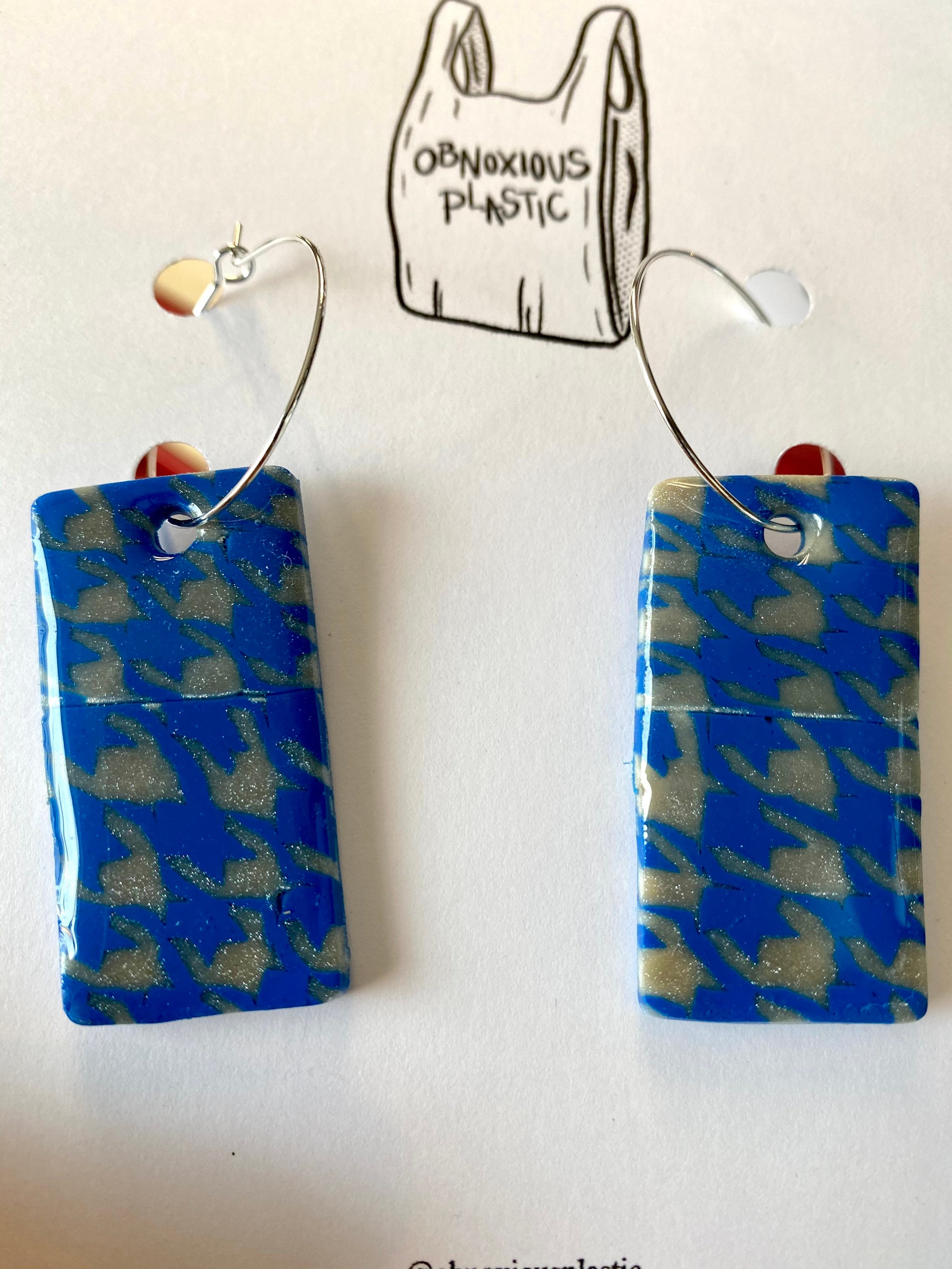 Polymer Statement Earrings High Gloss Metallic Houndstooth ...