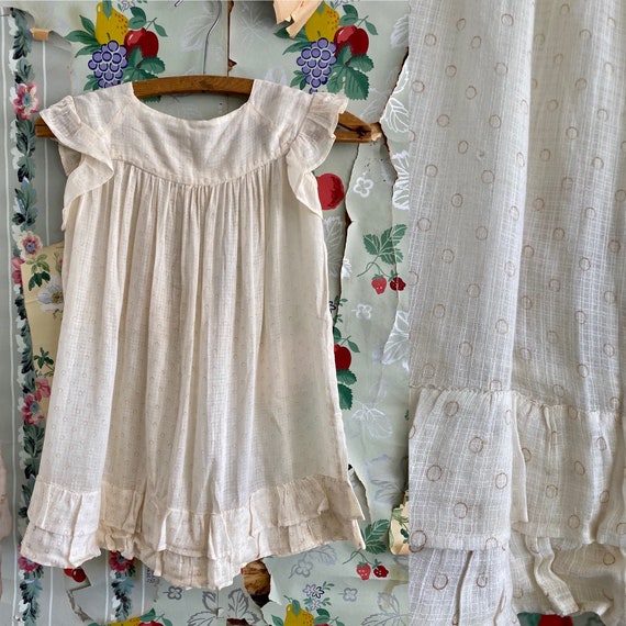 1930s Juniors Polka Dot Cotton Gauzy Tunic Blouse