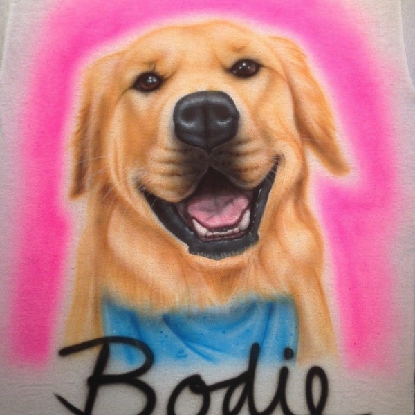 Custom Pet airbrush T Shirts with Background and Name