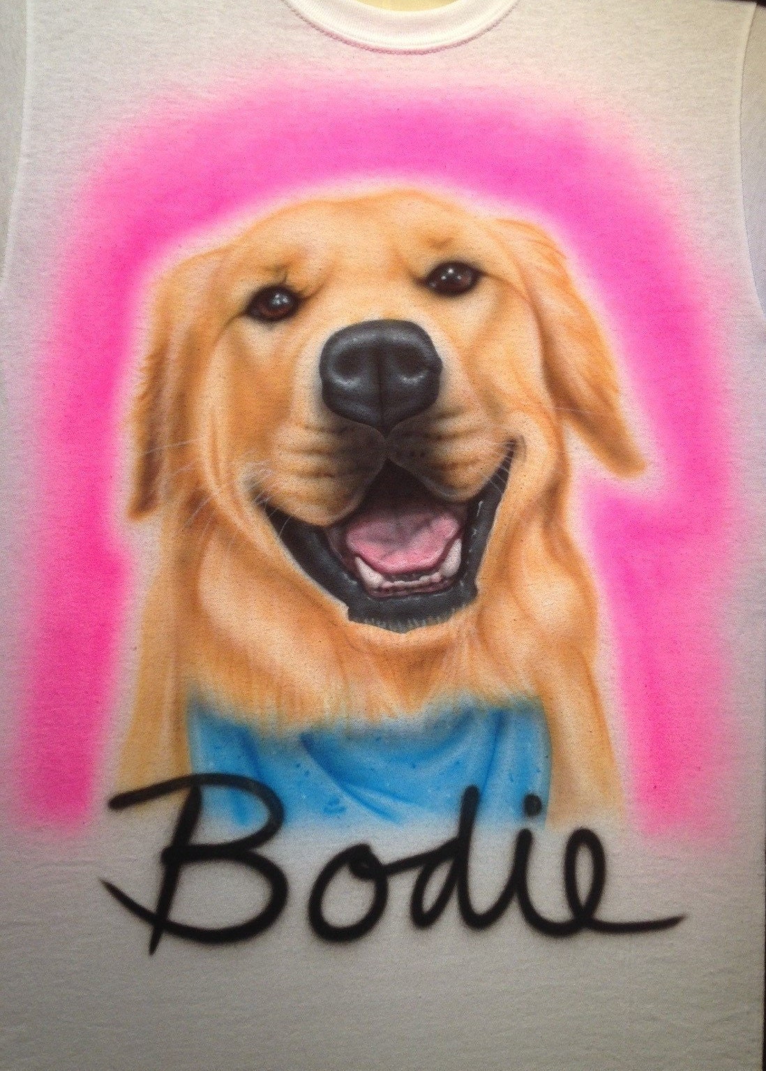 Dog Muscle Tank Top Airbrush 80's Inspired Beach Sun Swim 