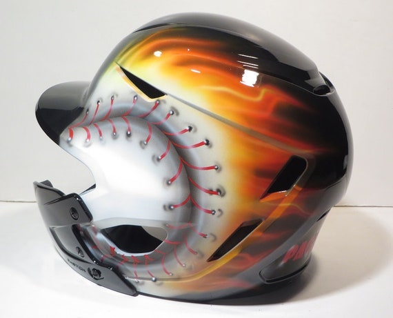 pix Airbrushed Baseball Helmets Designs custom airbrushed batting helmet with name on back painting your helmet