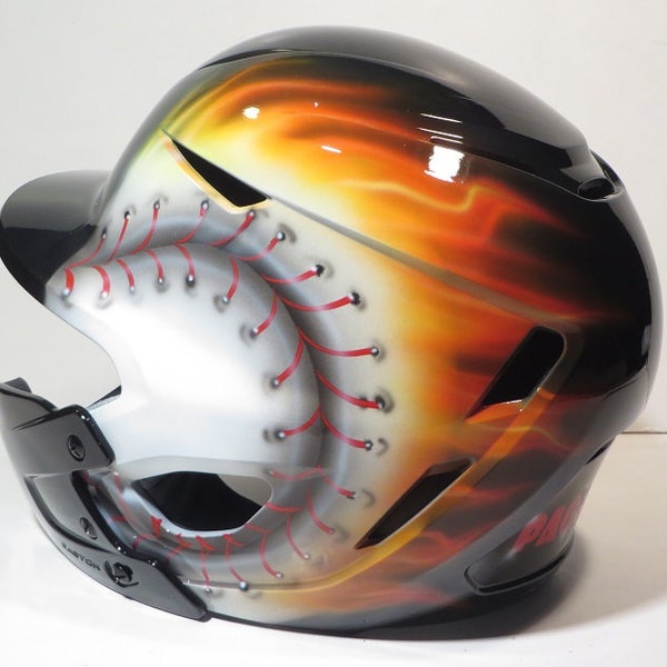 Custom Airbrushed Batting Helmet with Name on Back (Painting YOUR helmet)