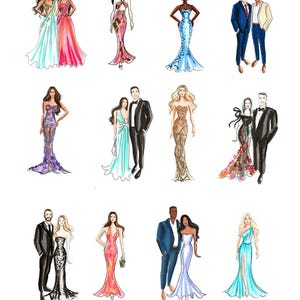 Live Fashion Illustrations- Guest Portraits Live Wedding Sketch, Custom Fashion Illustration created in Live Event Guest Portraits NY artist