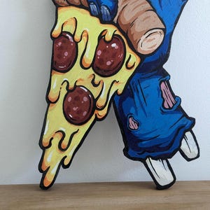 Cartel pizza zombie en madera