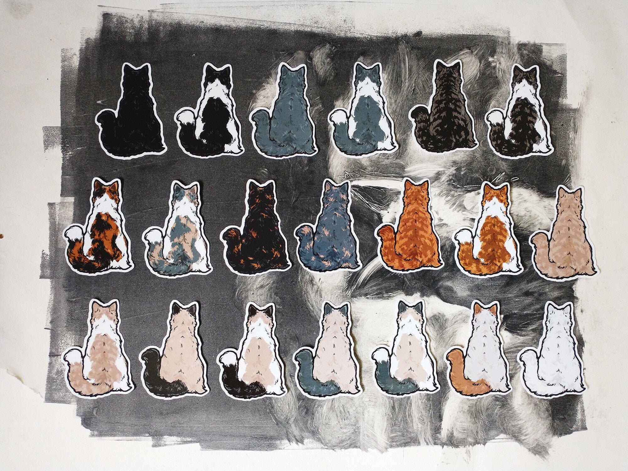 choose your color cat sticker / cat sticker custom color longhair lon…