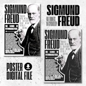 Sigmund Freud Psychology Poster | Vintage Psychoanalysis Wall Art | Digital Download