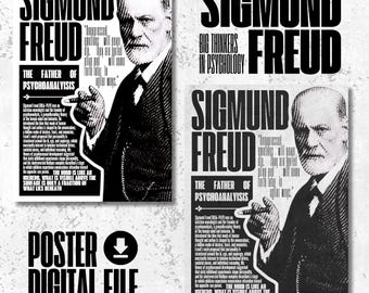 Sigmund Freud Psychology Poster | Vintage Psychoanalysis Wall Art | Digital Download