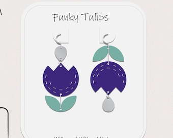 SVG Earrings File, Juno Branded, Funky Tulips