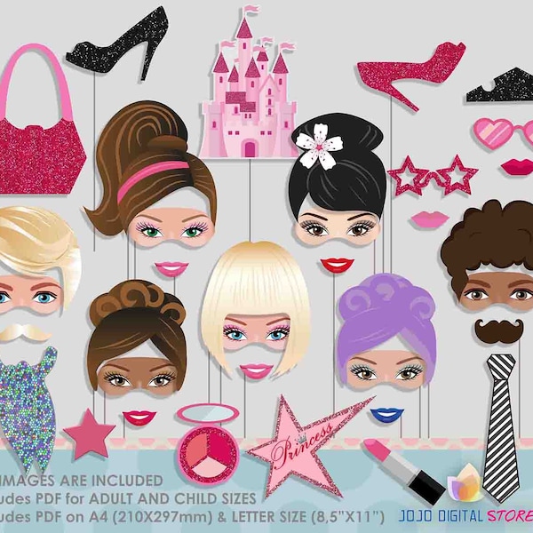 Girly Fashion Doll Photo Booth Props for Girly Fashion Party