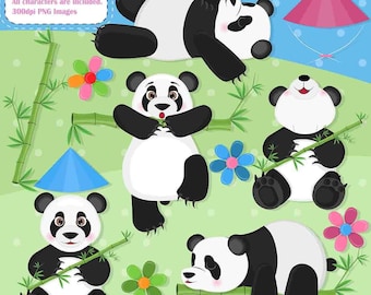 Panda Bamboo Panda Bear Asian Clipart, Graphics, Panda Party