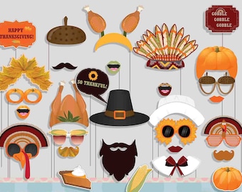 Thanksgiving Fall Autumn Photo Booth Props for Thanksgiving Pumpkin Turkey Party