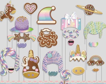 Eenhoorn Cookie Gingerbread Party Photo Booth Props voor Gingerbread Christmas Party