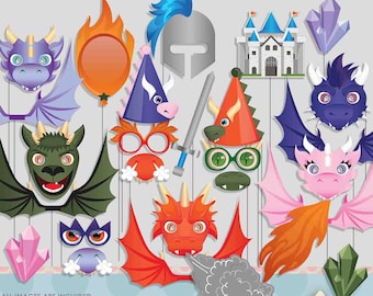 Dragon Knight Photo Booth Props for Fairytale Dragon Party