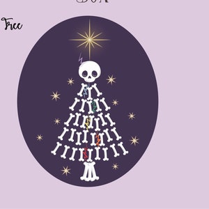 Spooky Christmas Gothic Skull Bone Christmas Tree, Creepmas Clipart, Graphics, Watercolor Christmas, Christmas party Party