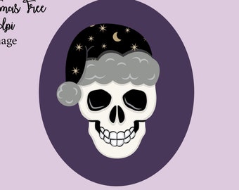 Spooky Kerstmis Gotische Schedel Santa, Creepmas Clipart, Graphics, Aquarel Kerstmis, Kerstfeest Party