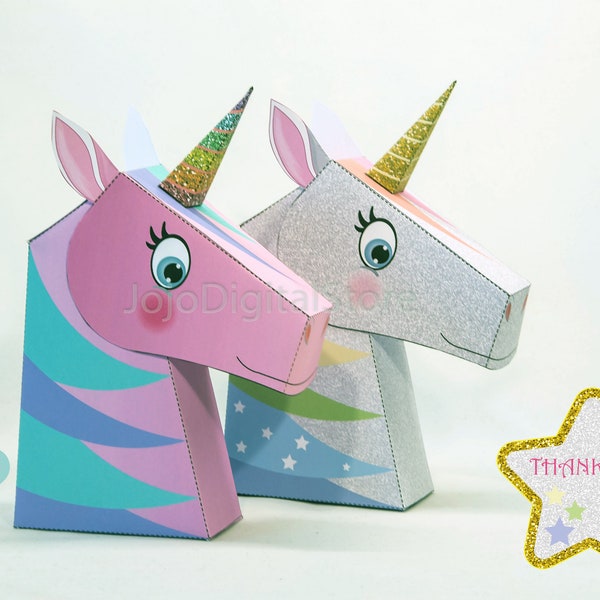 Colorful Glitter Unicorn Favor Box for Unicorn whimsical Party