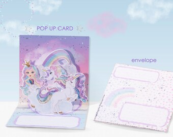 SVG,PDF, Unicorn Pop Up Card Whimsical invitations for Unicorn Party