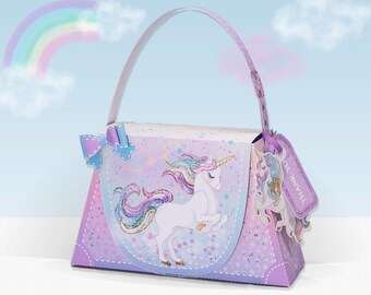 SVG,PDF, Unicorn Pastel Rainbow Favor Box for Unicorn whimsical Party