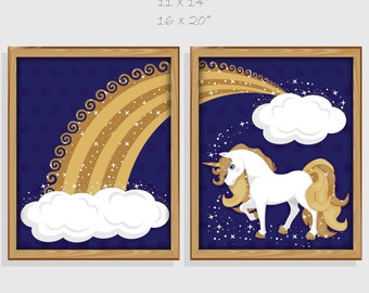 Kids Baby Wall Art Unicorn Gold
