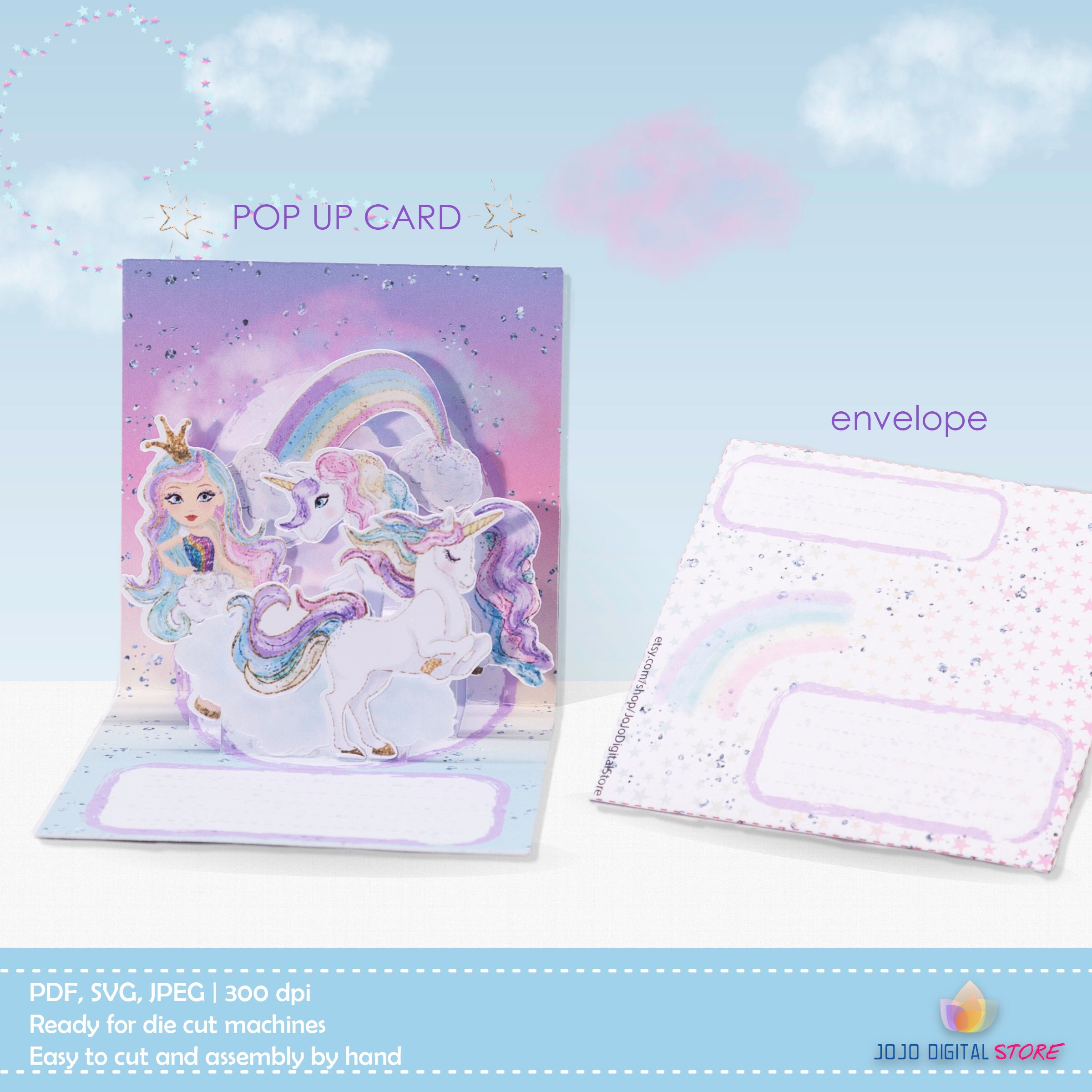 Unicorn pop up card - Etsy 日本