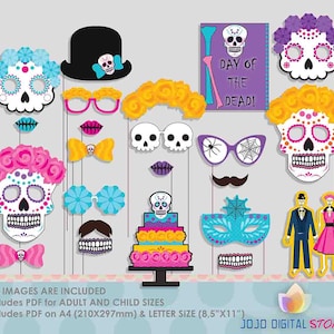 Day of the Dead Party Photo Booth Props for Halloween Sugar Skull Party