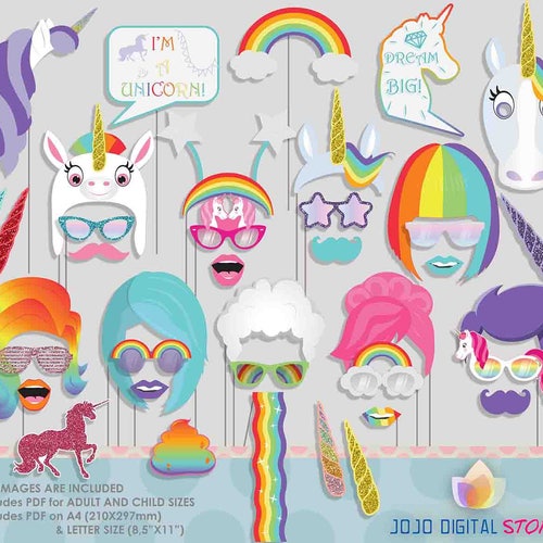 Unicorn Party Photo Booth Props. Unicorn Party Printables. - Etsy Canada