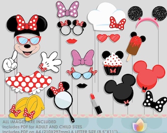 SALE!! Limited Time! Red Mouse Party Photo Booth Props for girly mouse party!