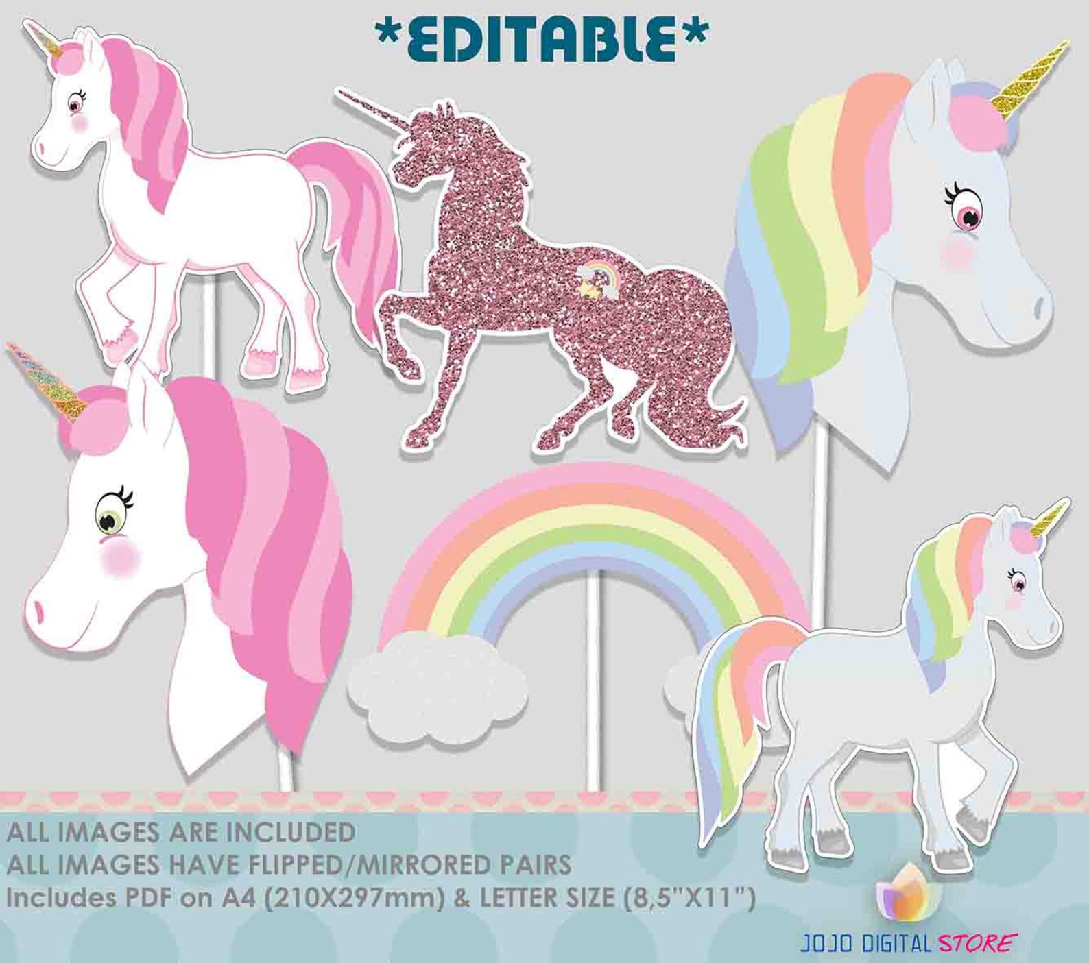Unicorn Centerpiece Pastel Colors - Etsy