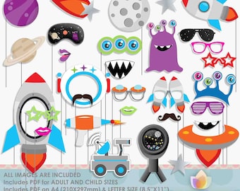 Space Photo Booth Props for Space Rocket Party