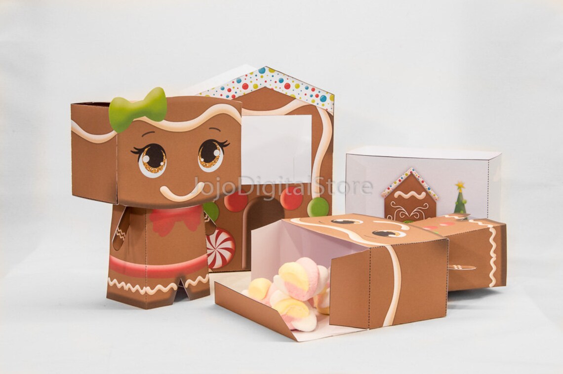 Gingerbread Christmas Favor Box Set for Christmas Party - Etsy