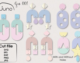 SVG Earrings File, Juno Branded, Star, Geometrical sahpes, Square