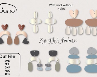 SVG Earrings File, Juno Branded, Zen, Spa, Balance, Natural Stones